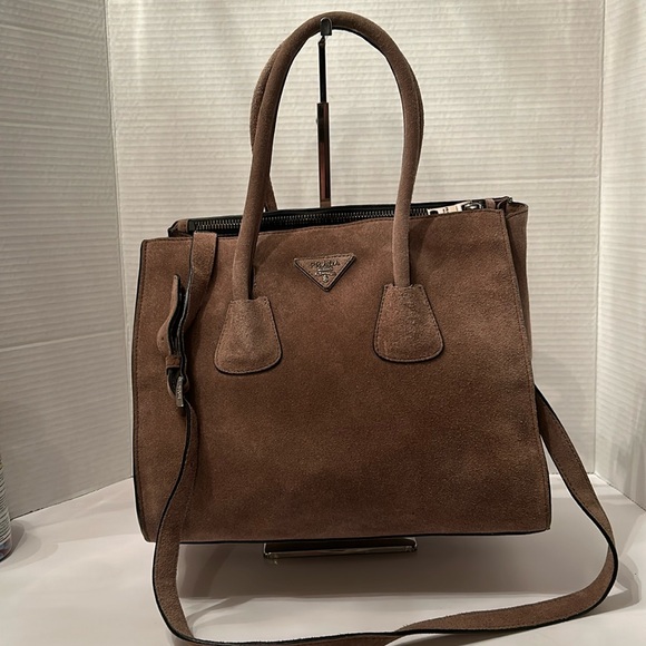 PRADA Suede Double Zipper Tote / Crossbody Bag - Picture 1 of 9